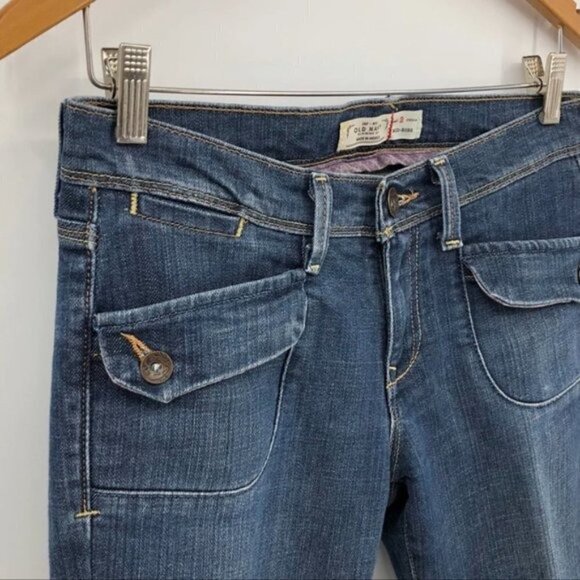 Old Navy Jeans Y2K Mid Rise Bootcut Medium Wash Blue Flap Pockets Women's Size 2 - Picture 4 of 10